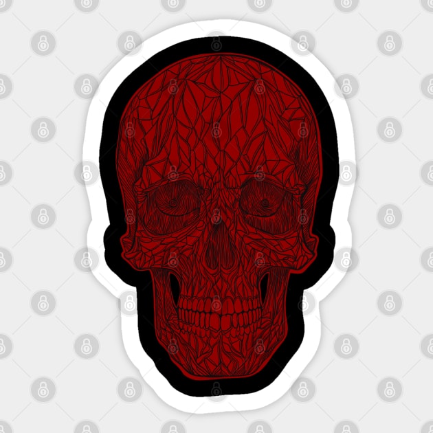 Blood red skull Sticker by DaveDanchuk